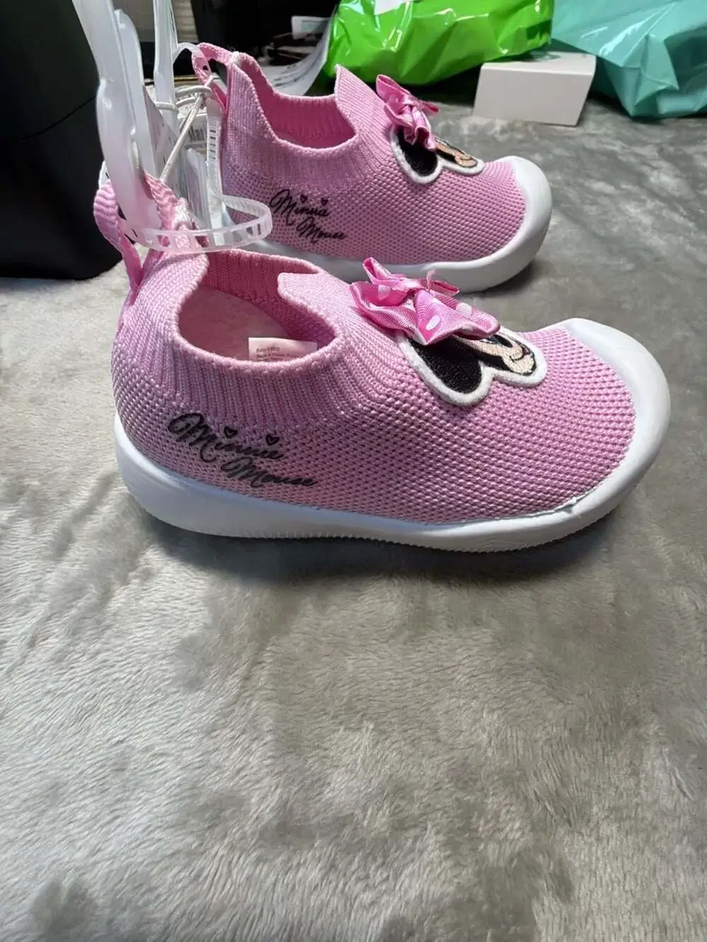 Disney Baby Minnie Mouse Pink Knit Slip-On Toddler Sneakers